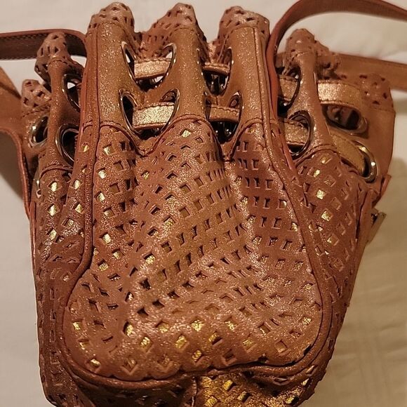 Jimmy Choo Tan Metallic Riki Shoulder Bag - Picture 8 of 14